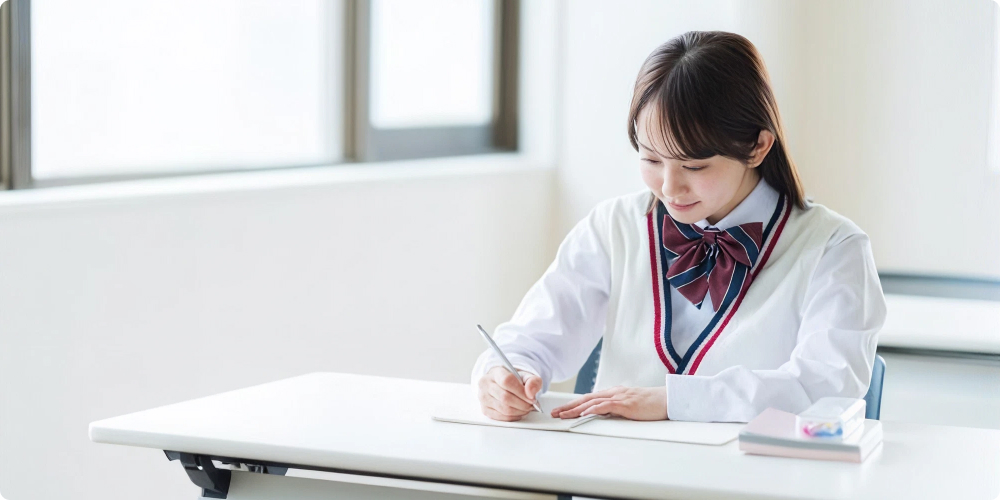 美容師を目指す高校生が勉強をしているイメージ