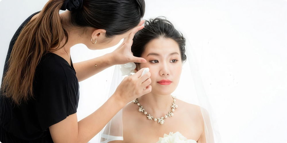 ブライダルメイクをするヘアメイクアーティストのイメージ