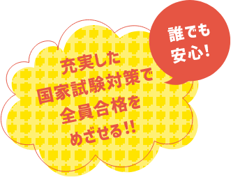 誰でも安心！充実した国家試験対策で全員合格をめざせる！！