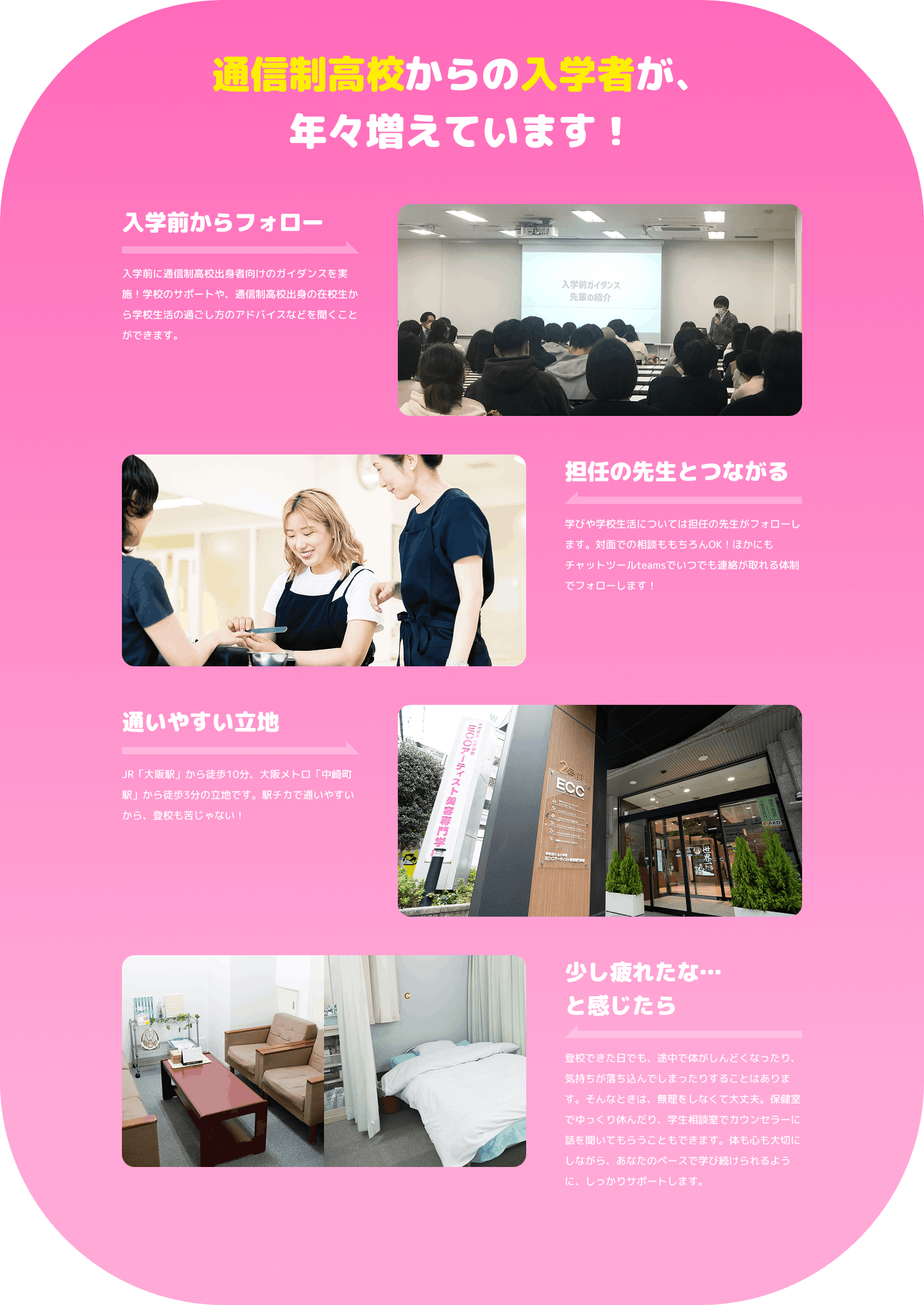 通信制高校からの入学者が、年々増えています！