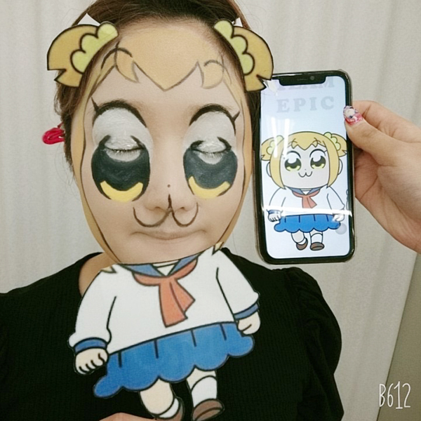 2年生 アニメキャラクターメイク授業 ポプテピピック 専門学校 大阪 美容のeccアーティスト
